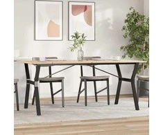 Valgomojo stalas, 180x90x75cm, pušis ir plieno, Y formos rėmas