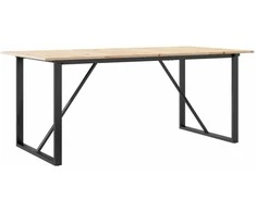 Valgomojo stalas, 180x90x75cm, pušis ir plieno, O formos rėmas