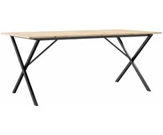 Valgomojo stalas, 180x90x75cm, pušis ir plieno, X formos rėmas