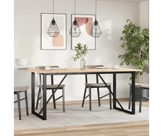 Valgomojo stalas, 180x90x75cm, pušis ir plieno, O formos rėmas