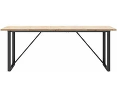 Valgomojo stalas, 200x100x75,5cm, pušis ir ketus, O formos
