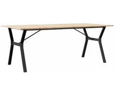 Valgomojo stalas, 200x100x75cm, pušis ir plieno, Y formos rėmas