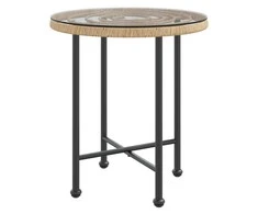 Valgomojo stalas, 50cm skersmens, grūdintas stiklas ir plienas
