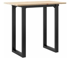 Valgomojo stalas, 80x50x75,5cm, pušis ir ketus, O formos rėmas