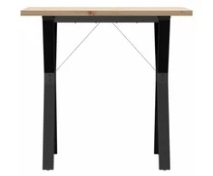 Valgomojo stalas, 80x50x75,5cm, pušis ir plieno, Y formos rėmas