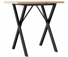 Valgomojo stalas, 80x50x75,5cm, pušis ir plieno, X formos rėmas