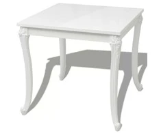 Valgomojo stalas, 80x80x76 cm, labai blizgus, baltas