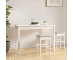Valgomojo stalas, baltas, 110x55x75cm, pušies medienos masyvas