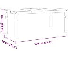 Valgomojo stalas Corona, 180x90x75cm, pušies medienos masyvas