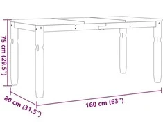 Valgomojo stalas Corona, baltas, 160x80x75cm, pušies masyvas