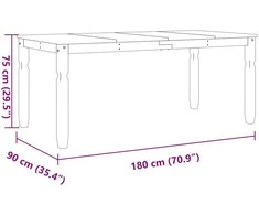 Valgomojo stalas Corona, baltas, 180x90x75cm, pušies masyvas