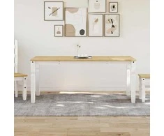 Valgomojo stalas Corona, baltas, 180x90x75cm, pušies masyvas