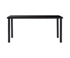 Valgomojo stalas, juodas, 160x80x75cm, grūdintas stiklas