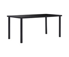 Valgomojo stalas, juodas, 160x80x75cm, grūdintas stiklas