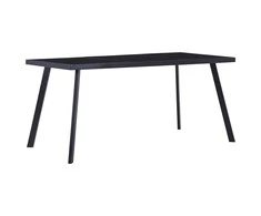 Valgomojo stalas, juodas, 180x90x75cm, grūdintas stiklas