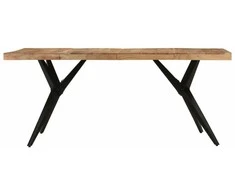 Valgomojo stalas, juodas, 180x90x77cm, akacijos masyvas