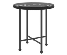 Valgomojo stalas, juodas, 50cm, grūdintas stiklas ir plienas