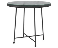 Valgomojo stalas, juodas, 80cm, grūdintas stiklas ir plienas