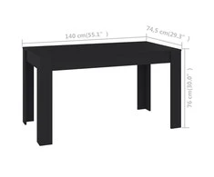Valgomojo stalas, juodos spalvos, 140x74,5x76cm, MDP