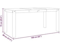 Valgomojo stalas Panama, baltas, 160x80x75cm, pušies masyvas