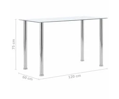 Valgomojo stalas, skaidrus, 120x60x75cm, grūdintas stiklas