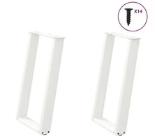 Valgomojo stalo kojelės, U formos, 2 vnt., balta, 60x(72-73)cm