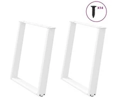 Valgomojo stalo kojelės, U formos, 2 vnt., balta, 70x(72-73)cm