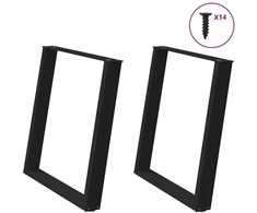 Valgomojo stalo kojelės, U formos, 2 vnt., juoda, 70x(72-73)cm