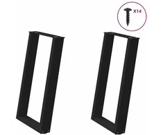 Valgomojo stalo kojelės, U formos, 2 vnt., juoda, 50x(72-73)cm