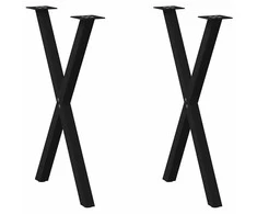 Valgomojo stalo kojelės, X formos, 2 vnt., juoda, 50x(72-73) cm