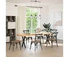 Valgomojo stalo kojelės, X formos, 2 vnt., juoda, 50x(72-73) cm