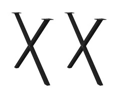 Valgomojo stalo kojelės, X formos, 2 vnt., juoda, 90x(72-73) cm