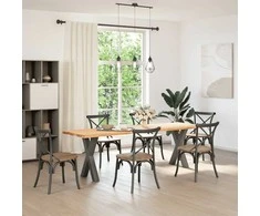 Valgomojo stalo kojelės, X formos, 2 vnt., 60x(72-73) cm