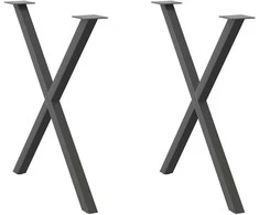 Valgomojo stalo kojos, X formos, 2 vnt., antracito spalvos, 70x(72-73) cm, plienas