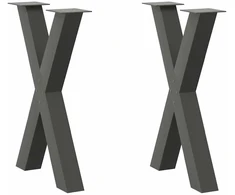 Valgomojo stalo kojos, X formos, 2 vnt., antracito spalvos, 50x(72-73) cm, plienas