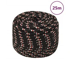 Valties virvė, juodos spalvos, 14mm, 25m, polipropilenas