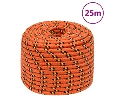 Valties virvė, oranžinės spalvos, 12mm, 25m, polipropilenas