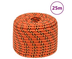 Valties virvė, oranžinės spalvos, 14mm, 25m, polipropilenas