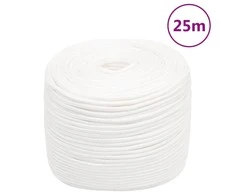 Valties virvė, visiškai balta, 8mm, 25m, polipropilenas
