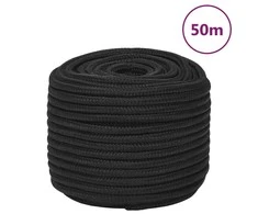 Valties virvė, visiškai juoda, 12mm, 50m, polipropilenas