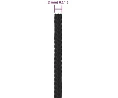 Valties virvė, visiškai juoda, 2mm, 25m, polipropilenas