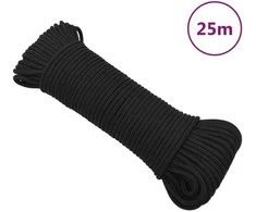 Valties virvė, visiškai juoda, 3mm, 25m, polipropilenas