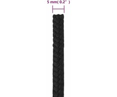 Valties virvė, visiškai juoda, 5mm, 250m, polipropilenas