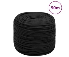 Valties virvė, visiškai juoda, 8mm, 50m, polipropilenas