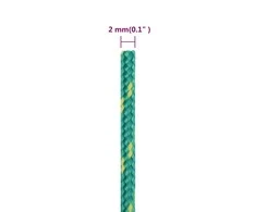 Valties virvė, žalios spalvos, 2mm, 250m, polipropilenas