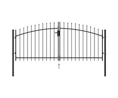 Vartai su smailiais viršugaliais, juodi, 3x1,25m, plienas