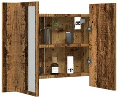 Veidrodinė LED spintelė, medienos, 60x12x45cm, apdirbta mediena
