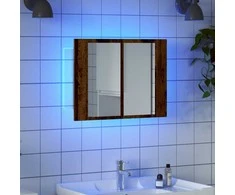 Veidrodinė LED spintelė, medienos, 60x12x45cm, apdirbta mediena