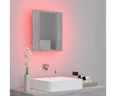 Veidrodinė LED vonios spintelė, pilka, 40x12x45cm, mediena