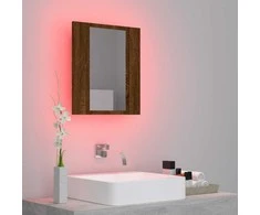 Veidrodinė LED vonios spintelė, ruda, 40x12x45cm, mediena